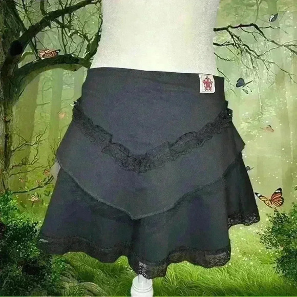 Whimsygoth Gothic Black Mini Skirt - Picture 4 of 8